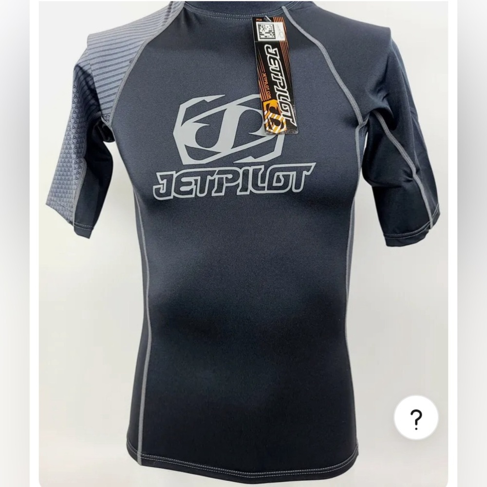NWT Jet Pilot Men's Mr. Corpo Short Sleeve Rashguard Black/Grey Size L 50+ UV